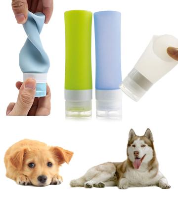 China Viable Reusable Collapsible Portable Silicone Pet Training Bottle Travel Food Bottle For Dog Shampoo Pet Training Products for sale