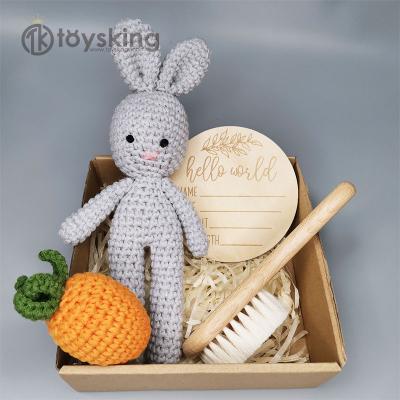 China Baby Gifts TK 2022 New Design Baby Gift Crocheted Amigurumi Toys Bunny Stuffed Handmade Rabbit Carrot Doll For Easter Gifts for sale