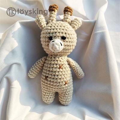 China Baby Gifts Natural Crochet Toy Rattle for Baby Forest Friends Amigurumi Bunny Deer Fox on Wood Teething Ring Rattle Beaded Pacifier Clip for sale