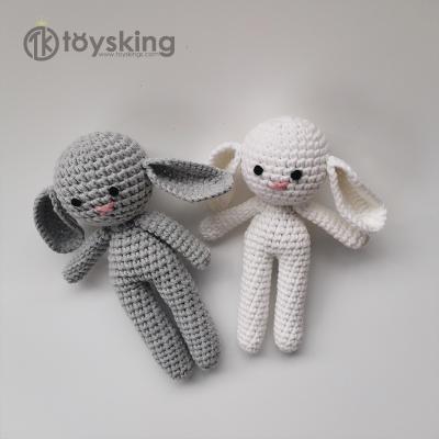 China Plush TK Amigurumi Handmade Crochet Rabbit Stuffed Toys Crochet Stuffed Bunny Toy Rattle Doll for sale