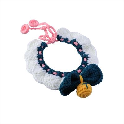 China TK Factory Direct Sale Wool Cat Viable Handmade Crocheted Bib Selling Cat Collars Pet Collars Cute for sale