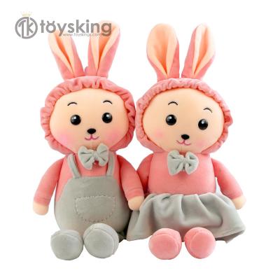 China Baby Gifts Or Home Decor TK Decor Easter Gifts Home Decor Couples Stripe Cloth Craft Nanny Shelf Bookcase Plush Bunny Rabbit With Resin Head for sale