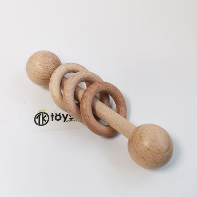 China Eco-Friend Healthy High Quality Smooth Beech Wooden Rattle Baby Rattle Toys Newborn Baby Wooden Toys for sale