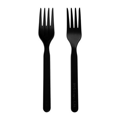 China 100% Biodegradable Compostable Biodegradable Disposable Cutlery Plastic PLA Disposable Black Fork For Supply for sale