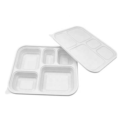 China 100% PLA Disposable Eco Friendly Biodegradable Bento Lunch Box Takeaway Food Container for sale