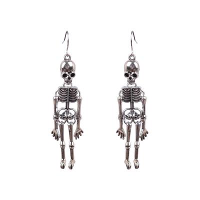 China Novelty Gothic Punk Casting Jewelry Vintage Zinc Alloy Skull Exaggerated Earrings Halloween Jewelry For Women for sale