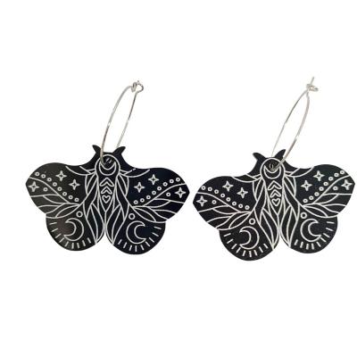 China Neo-Gothic Insect Acrylic Moon Earrings Personality Moth Butterfly Wings Magic Mysterious Earrings for sale