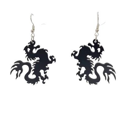 China Hot Selling Bohemia Amazon Hip Hop Jewelry Chinese Style Dragon Hyperbolic Acrylic Earrings Goth Club Zodiac Punk Jewelry For Ladies for sale