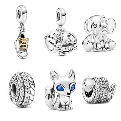 China Original Exquisite Jewelry Pendants 925 Sterling Silver Bracelet Beaded Pendant Heart Shaped Crown Fox Diy TRENDY for sale