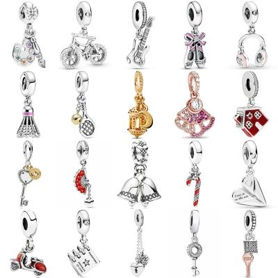 China TRENDY Fashion Bicycle Artists Palette Shiny Earphone Bells Pendant Beads 925 Sterling Silver Jewelry Charms Fit Bracelet DIY for sale