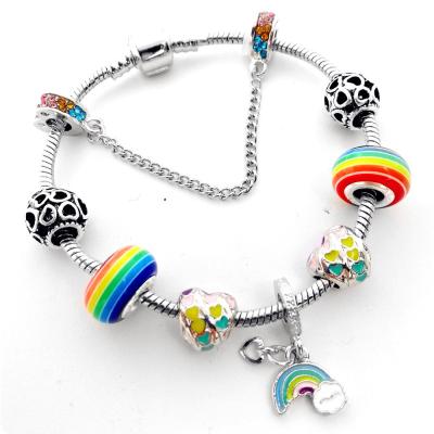 China FASHIONABLE European and American Retro DIY Rainbow Crystal Beads Bracelet Love Love Pendant Bracelet for sale