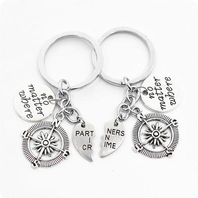 China FASHIONABLE Friends Wholesale Associate Direct Sales Company Jewelry HJ Lovers Ring Compass Key Chain Key Chain for sale