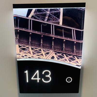 China Luxury Modern Hotel Room Door Number Inside Illuminated 3D Signs for sale