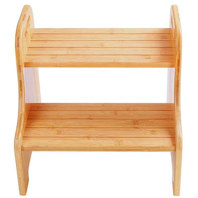 China Wholesale Bamboo Removable Stool Cover Customized 2 Step Toilet Stool Bathroom Step Stool Non Slip Bamboo Children's Step Stool for sale