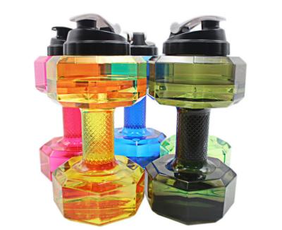 China Viable Creative Gym Dumbbell Water Cup 0.5-2.6L Capacity Dumbbell Water Cup Portable Outdoor Sports Kettle for sale