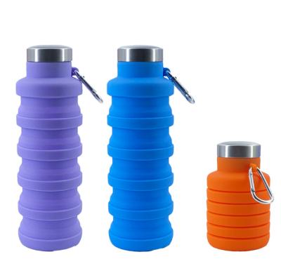 China Viable platinum silicone sports kettle large capacity outdoor portable telescopic folding silicone water bottle cup for sale