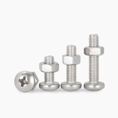 China Industry Factory Direct A2-70 304 Stainless Steel Large Round Head Phillips Screw Nut Combination Set for sale