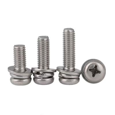 China Pan Customized Stainless Steel Pan Head Sems Screw with Spring Washer and Flat Washer for sale