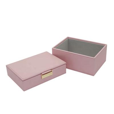 China Ring Wholesale Velvet Pink Jewelry Box Custom Logo Personalized Pink Jewelry Boxes Jewelry Box Packaging for sale