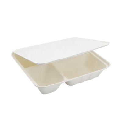 China Wholesale Bleached Virgin Bagasse Pulp Round Form White Paper Food Tray Clamshell for sale