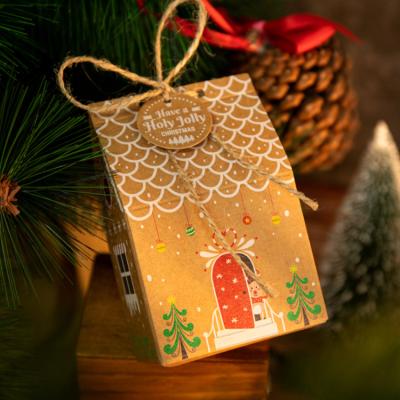 China New Sale 2022 Recyclable Christmas Box Decor Home Shape Kraft Paper Card Christmas Gift Storage Box for sale