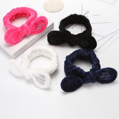 China Wholesale Coral Fleece Women Headband Bowknot Is Letter Face Wash Shower Make Up Girls Spa Headband for sale