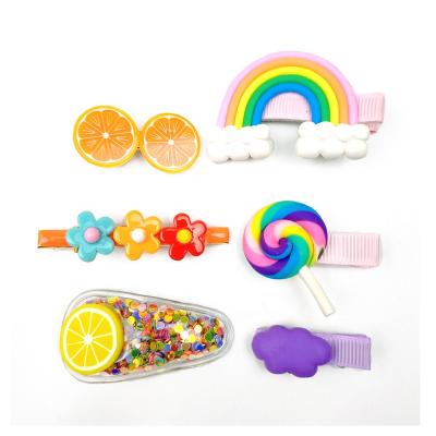 China 6 Pieces Children's Hairpin Fashionable Rainbow Does Not Hurt Baby Hair Clip Wholesale for sale