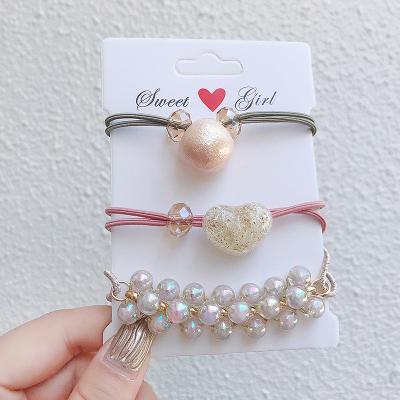 China Fashionable 3 Pieces Popular Rubber Pearl Headband Elastic Hair Bands For Women for sale