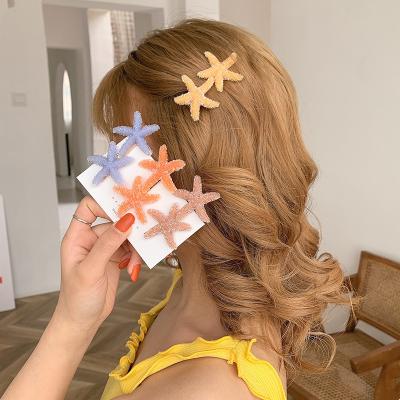 China Popular hair accessories beautiful hairdress candy color starfish pin no crease hair clips for women for sale