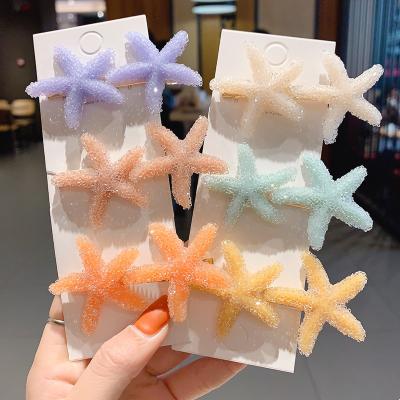 China Beautiful color popular hairdress candy starfish hairpin women korean hair clip for sale