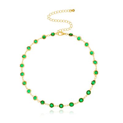 China FASHIONABLE jewelry manufacturers Europe and the United States fashion trend popular lady necklace with emerald for sale