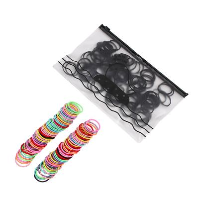 China Fashion Popular Wholesale Rubber Rope Kids Hair Silk Band 100pcs/bag for sale