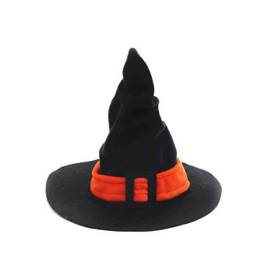 China Striped Halloween Costume Party Props Witch Dress Up Striped Witch Hat Flannel Wizard Hat for sale