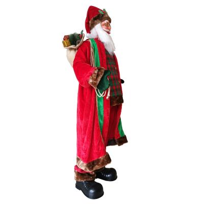 China Chirstmas Decor Wholesale 180cm Cloth Stance Santa Claus Figurine Christmas Decoration For Home Decor for sale