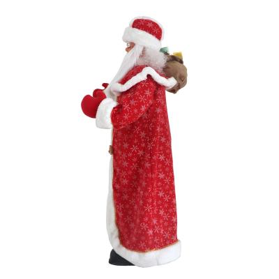 China Life Size Polyester Christmas Standing Santa Claus Decoration Chirstmas Decor Holiday Party Decoration for sale