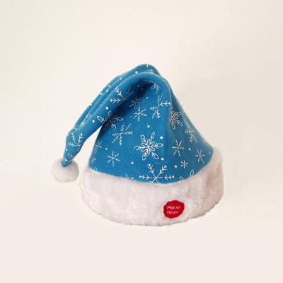 China Funny Musical Santa Claus Knitted Christmas Hat Promotion Xmas Gift for sale