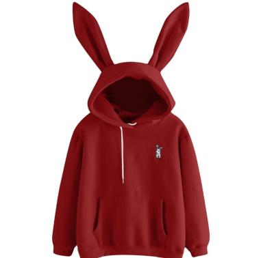 China Cute Youth Bunny Ears Hoodies Custom Anti-wrinkle Hoodie Girls Rabbit Sweatshirt Casual Pullover Hoodie For Women for sale