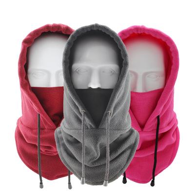 China Wholesale Popular Thick Warm Fleece Drawstring Hoodie Mask Ski Mask Winter Outdoor Recycling Mask For Women Men for sale