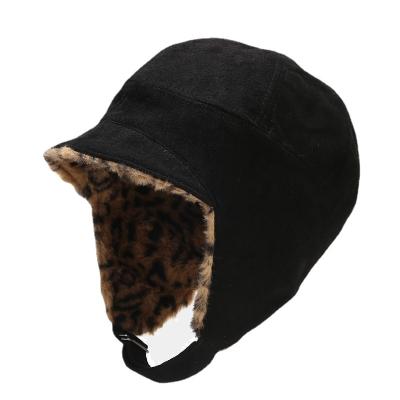 China 2021 Warm JOINT Winter Vintage Style Suede Trapper Hat For Men Women Leopard Faux Fur Ski Cap Trooper Hats With Ear Flaps for sale