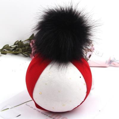 China New Popular Baby Girls Soft Elastic Wide Headband With Faux Fur Cute Baby Head Pom Pom Ball Chain for sale