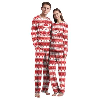 China Breathable Matching Couple Christmas Pajamas Sets Digital Printed PJ Christmas Sleepwear For Men Women for sale