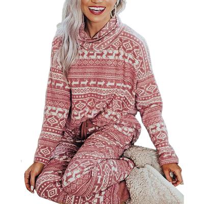 China Wholesale Christmas Pajamas Cotton Long Sleeve Breathable Matching Reindeer Printed Nightgowns Loungewear Pajamas For Women for sale