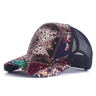 China COMMON Luxury Women Fully Studded Sequin Baseball Cap Mesh Hat Fashion Adjustable Bling Tennis Sun Hat Hats for sale