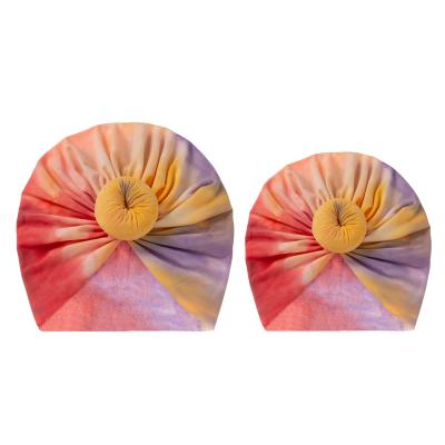 China New Arrival Popular Mommy and Me Soft Donut Turban Hat Tie Dye Baby Turbans Hat for sale