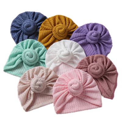 China Popular High Quality 14 Colors Knitted Baby Walf Turban Hat Check Elastic Snail Twist Hat For Baby for sale