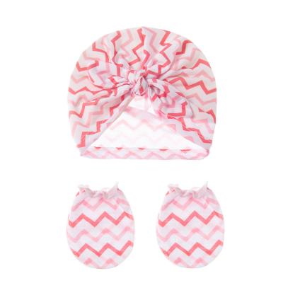 China 8 Colors Popular New Arrival Knotted Baby Turban Hat With Gloves Set Cotton Hat Cap For Babies for sale