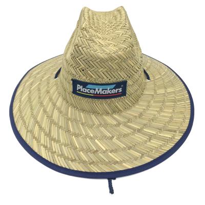 China Character Customized Large Wide Brim Straw Hat Summer Beach Hat Natural Grass for Men Cowboy Straw Hat for sale