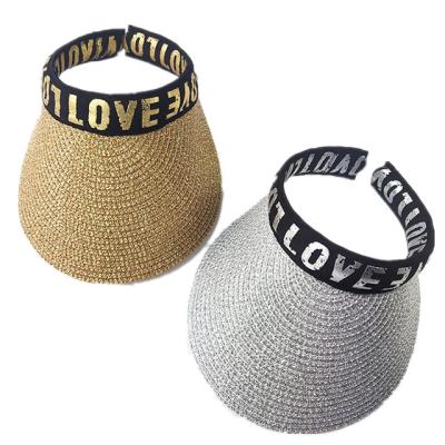 China New Parent-children Summer Character Sun Visor Hats Gold Silver Color Empty Top Straw Hat for sale