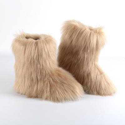 China 2021 Fashion High Fur Fashion Faux Wool Winter Women Thigh Snow Anti-slippery Warm Boots for sale