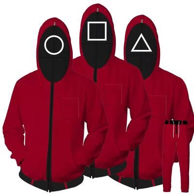 China Hot Sale Helloween Cosplay Costume Red Squid Windproof Set Hoodie Sweatshirts For Women Men for sale